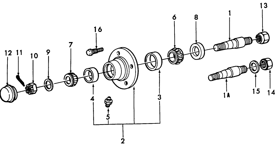 020 SPINDLE & HUB, RH WHEEL, 532-SERIES, 542-SERIES - 14-350, 14-351,14-352,14-353,14-411,14-412,14-413,14-414