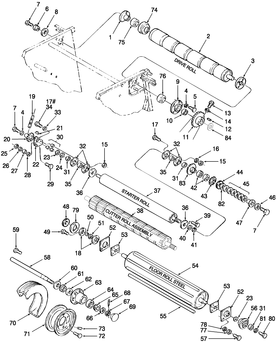 007 MAIN FRAME DRIVE, STARTER & FLOOR ROLLER