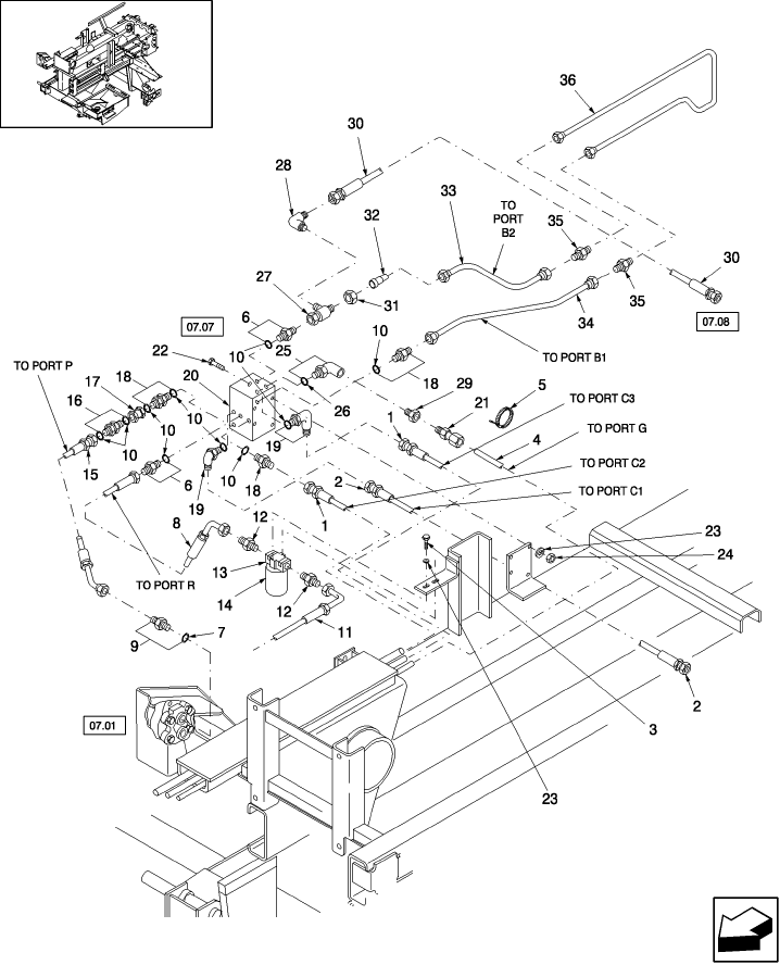 07.06 HYDRAULIC CONTROL VALVE PIPING, BSN 3039