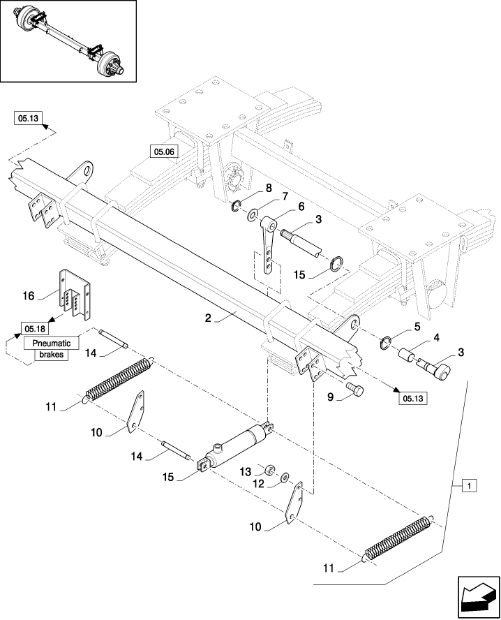 05.11(01) TANDEM AUTO-STEER AXLE WITH BRAKES, FRONT AXLE