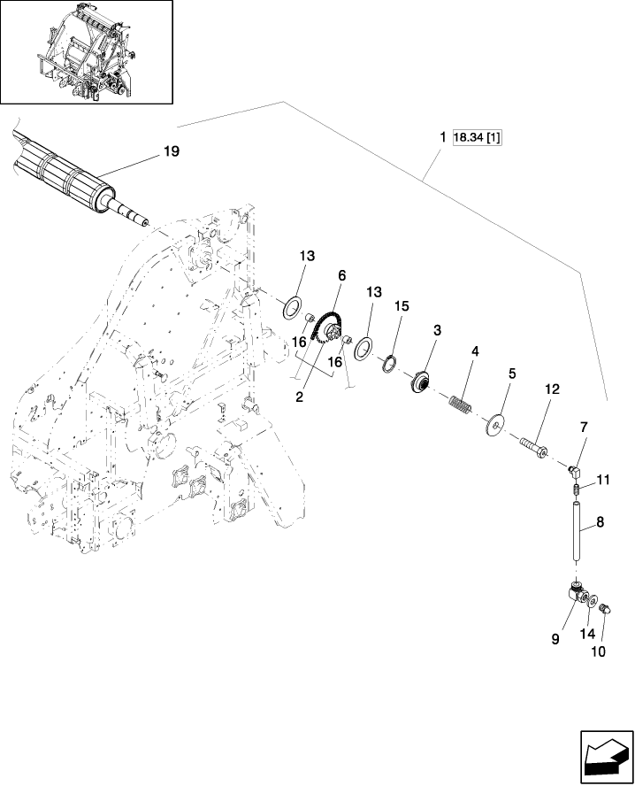 18.34(2) DECLUTCH & DRIVE ROLL KIT, CLUTCH DRIVE & DRIVE ROLL, REQUIRED FOR BALERS P.I.N. Y6N016871 & AFTER