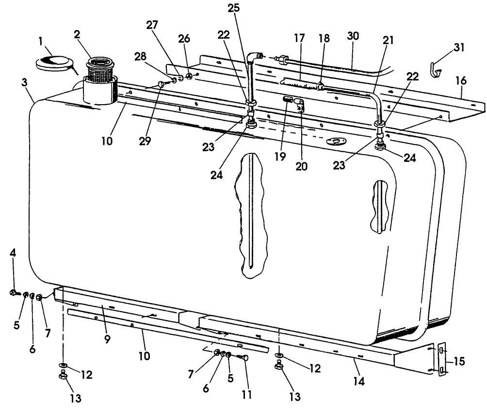 050 FUEL TANK, STRAINER & LINES GROUP, FOR DIESEL ENGINE