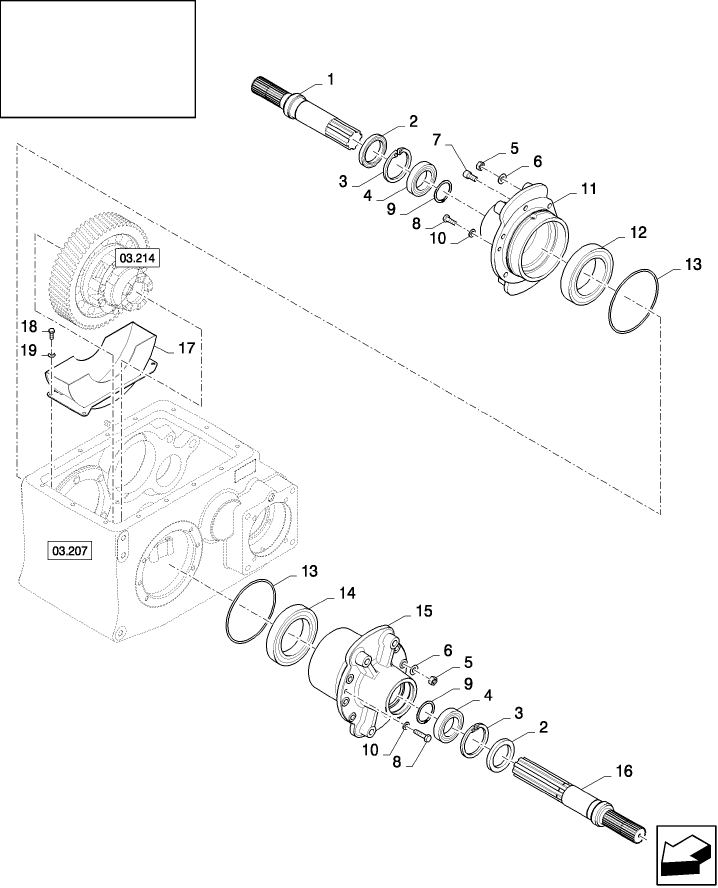 03.212(01) GEARBOX, DRIVEN SHAFT