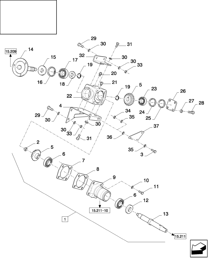 15.210(01) SHAKER SHOE DRIVE, GEARBOX - SELF-LEVELLING