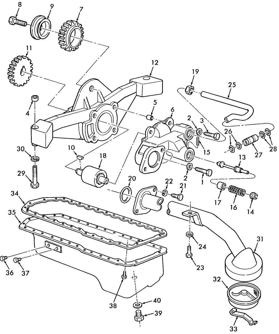 16A10 FORD 678HT ENGINE, OIL PUMP, OIL PAN & RELATED PARTS, BSN 556480