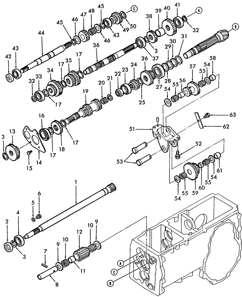 07F01 REAR TRANSMISSION GEARS W/9 X 3 & W/6 X 2