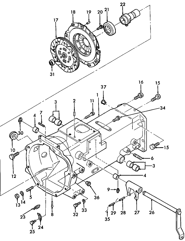 07A01 CLUTCH, CLUTCH CASE & FRONT TRANS. CASE W/9 X 3 &  W/6 X 2