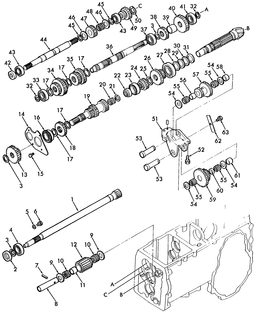 07F01(A) REAR TRANSMISSION GEARS W/MULTI PTO - W/9 X 3 NH-E