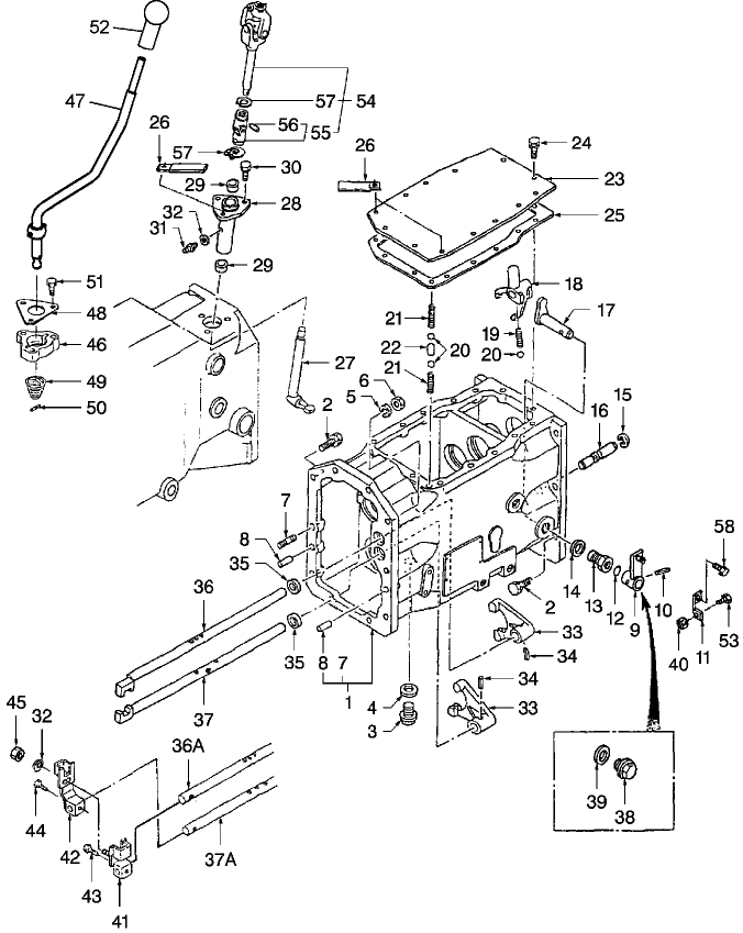 07C01 FRONT TRANSMISSION CASE & SHIFTER, W/9 X 3