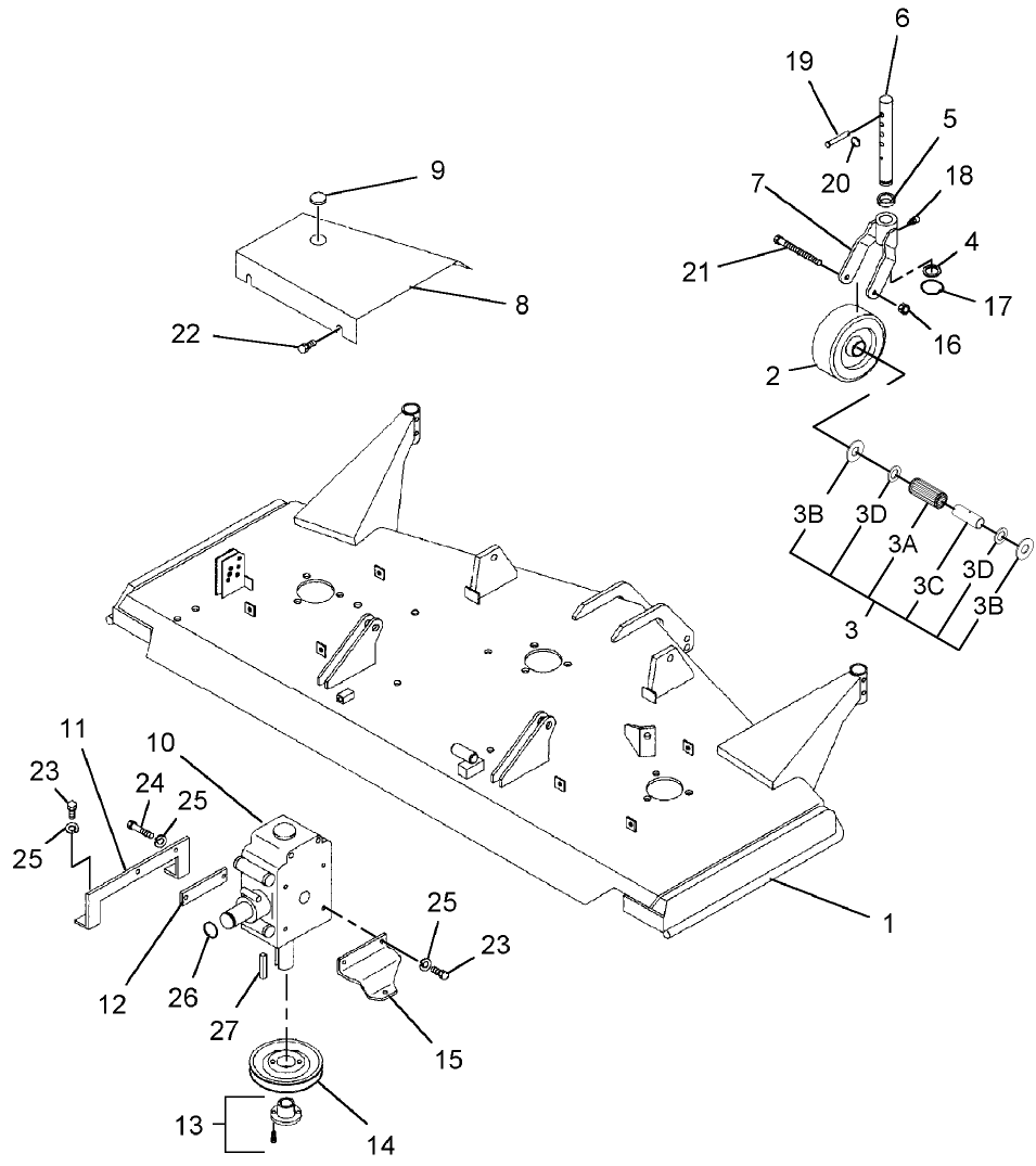 004 DECK COMPONENTS - 60" - REAR DISCHARGE