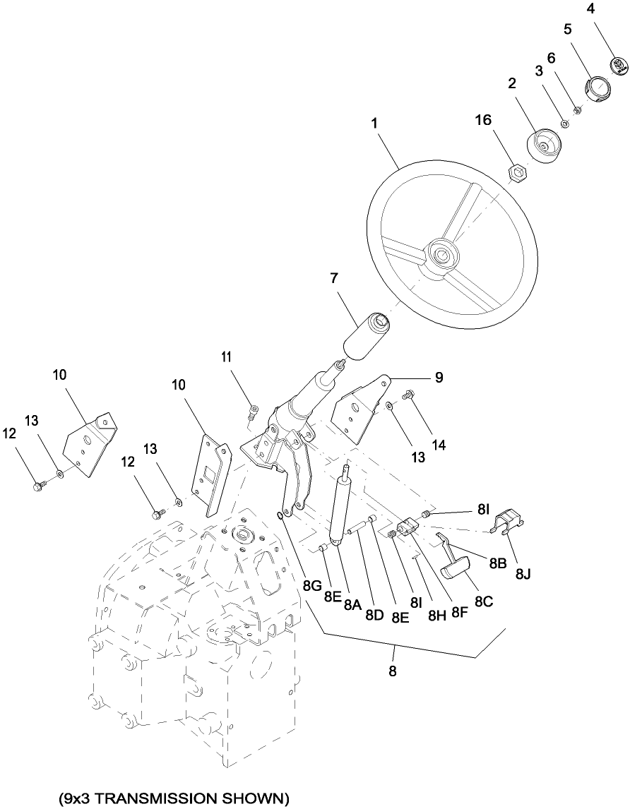 03E01 STEERING COLUMN, TILT