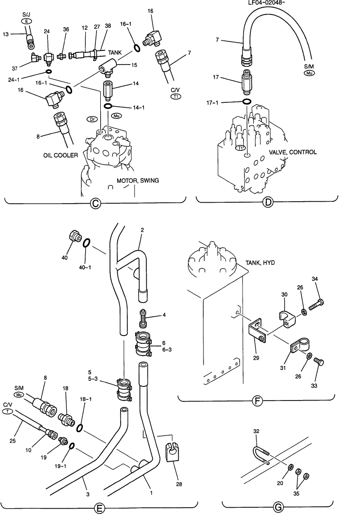 01-029(02) HYDRAULIC LINES, UPPER [WITHOUT NIBBLER AND BREAKER] (RETURN)