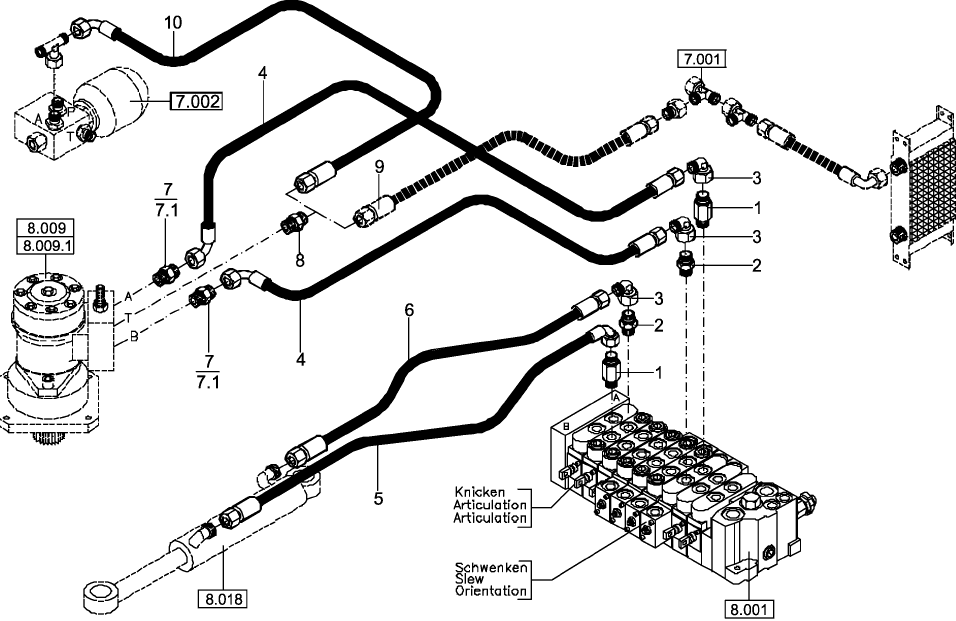 7.005(01) HYDRAULIC INSTALLATION - SLEWING, ARTICULATION