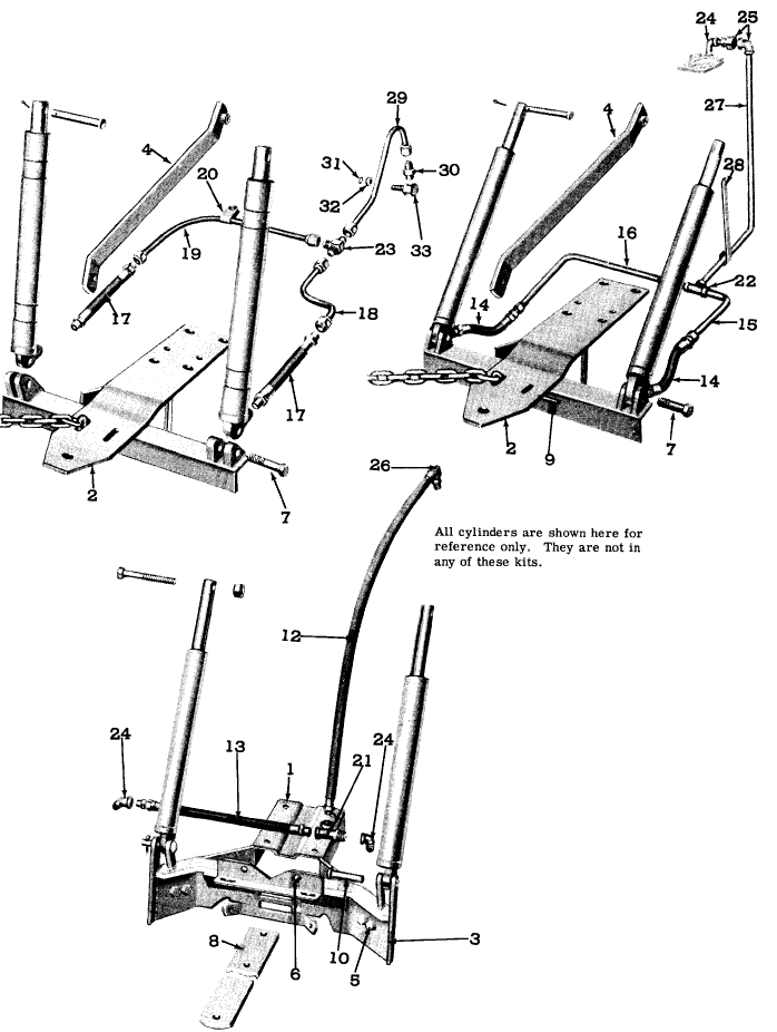 054 KITS FOR REAR MOUNTED LOADER INSTALLATION, MODEL 19-87 LOADER