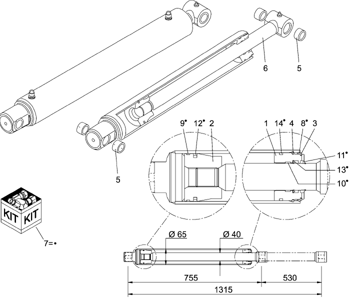 New Holland 0tl Hydraulic System 08 08 Cylinder A 65 40 Mm Ldr Mechanical Self Leveling Loader