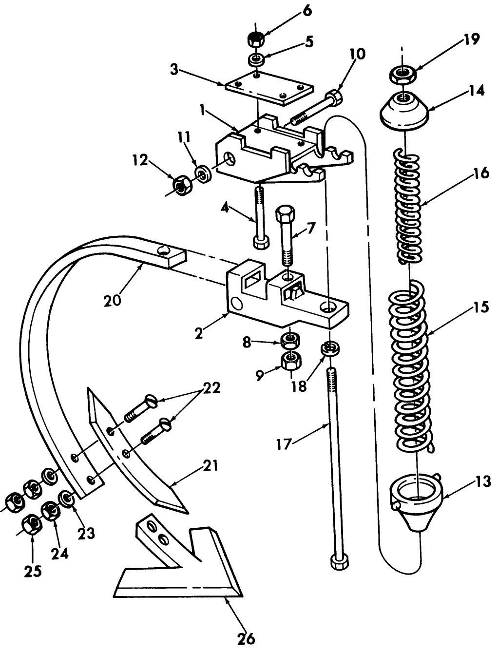 004 SPRING SHANK ASSEMBLY, 2 BAR MOUNTED - 131-SERIES