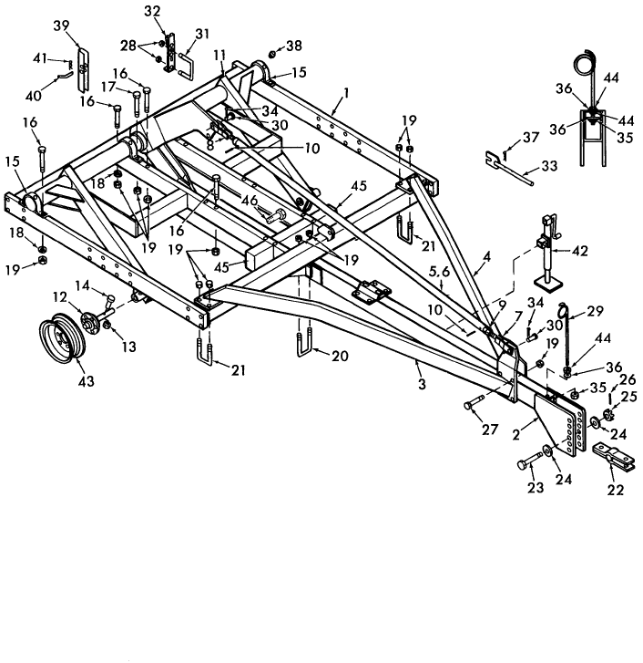 002 MAIN FRAME, SINGLE AXLE - 7 & 9 SHANK MODELS