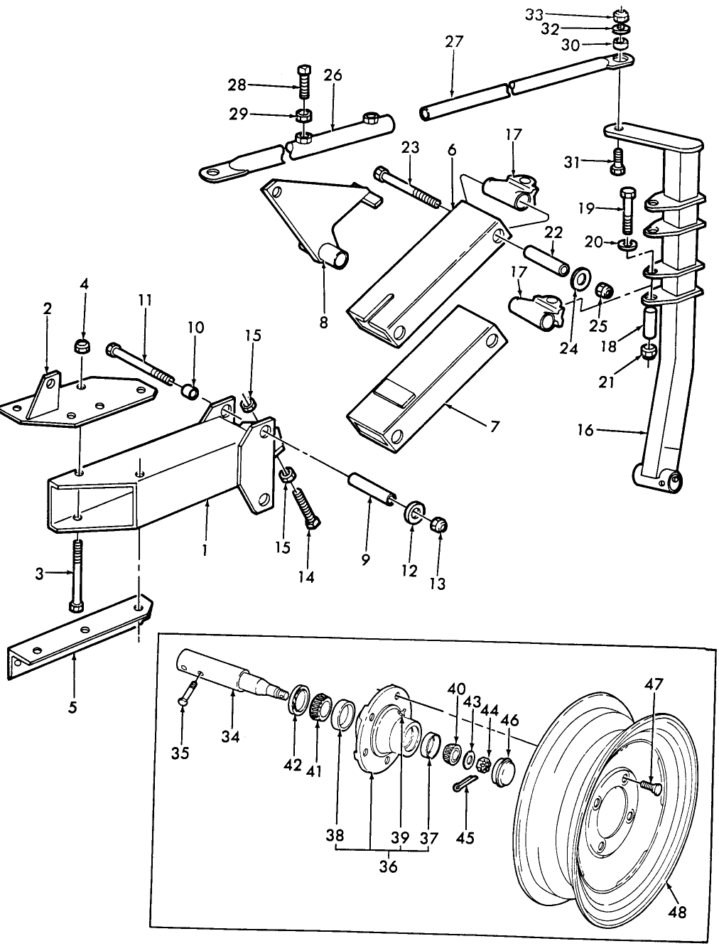 009 FURROW WHEEL ASSEMBLY & RELATED PARTS SHORT REAR, 4 BOLT HUB 140-SERIES & 142-SERIES - 10-698,10-701