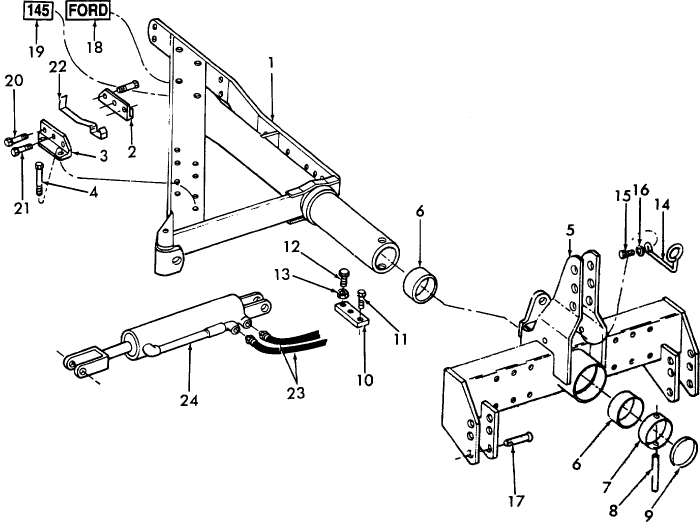 001 FRAME & HITCH ASSEMBLY,TWO BOTTOM,CATEGORY 2 - 10-736