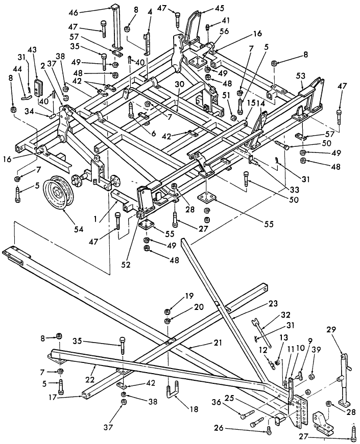 001 MAIN FRAME PARTS, FLAT FOLD MODELS 9618547 THRU 9618560