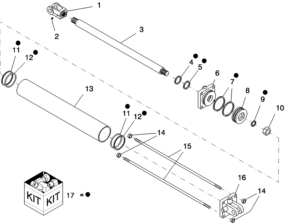 2.031.1 HYDRAULIC CYLINDER PARTS - 3" X 32" MONARCH (30' MODELS)