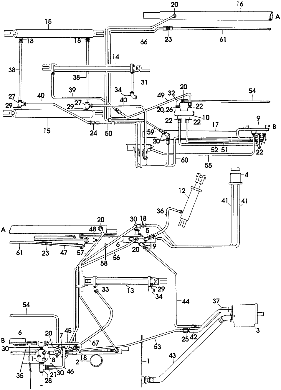 012(1) HYDRAULIC SYSTEM, TOP VIEW,  ASN 3401