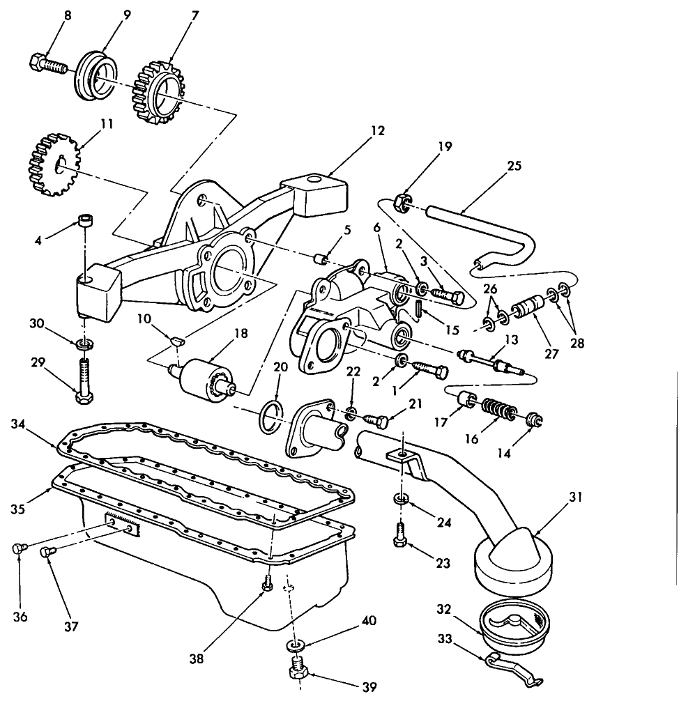 032 OIL PUMP & OIL PAN, ASN 546805 (1078), ASN 548620 (1079)