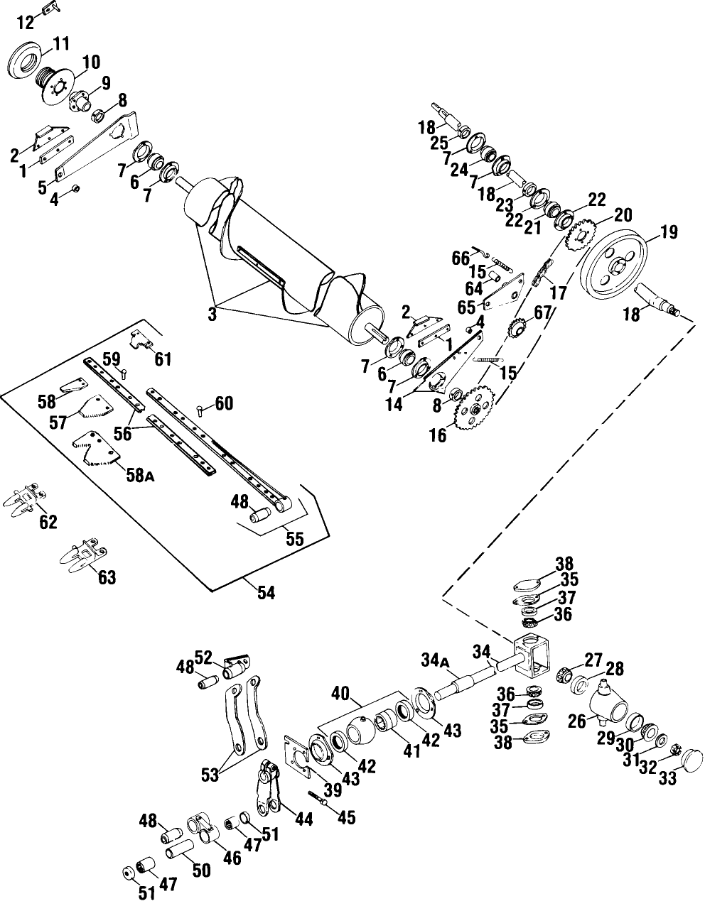 074 SINGLE SICKLE AUGER HEADER, REEL & DRIVE