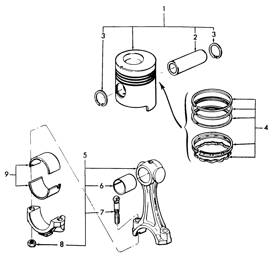 099 PISTONS & CONNECTING RODS, USED ON & AFTER ENGINE DATE CODE 9F8A