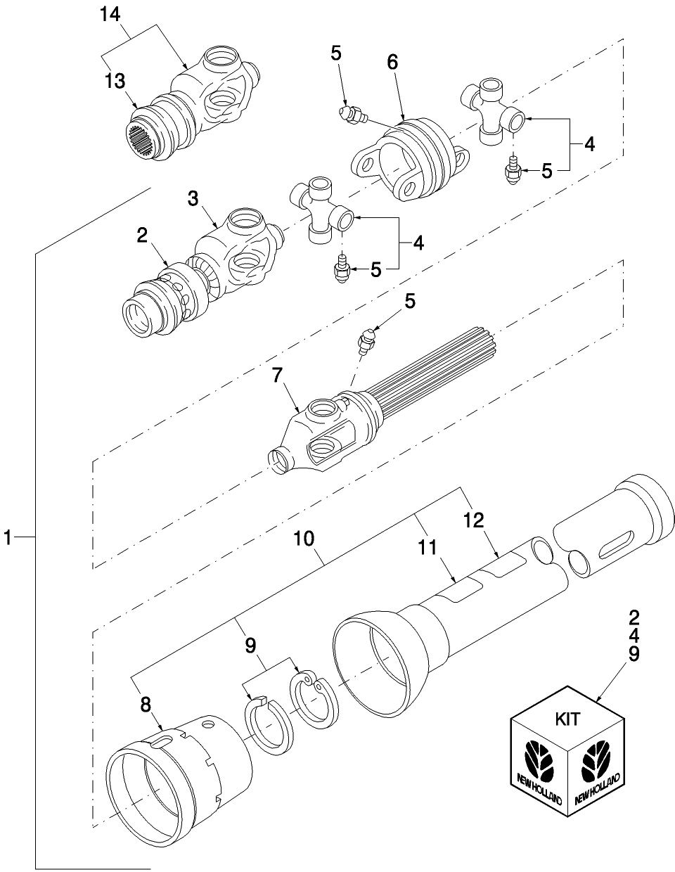 01.01 PRIMARY PTO, FRONT HALF, NOT FOR SWIVEL HITCH