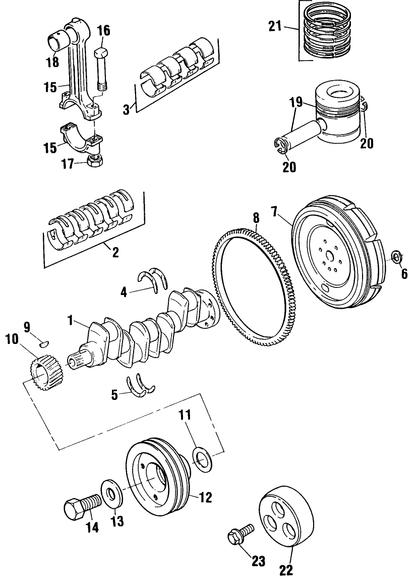 055 CRANKSHAFT & PISTON GROUP, PERKINS 4.236 DIESEL ENGINE