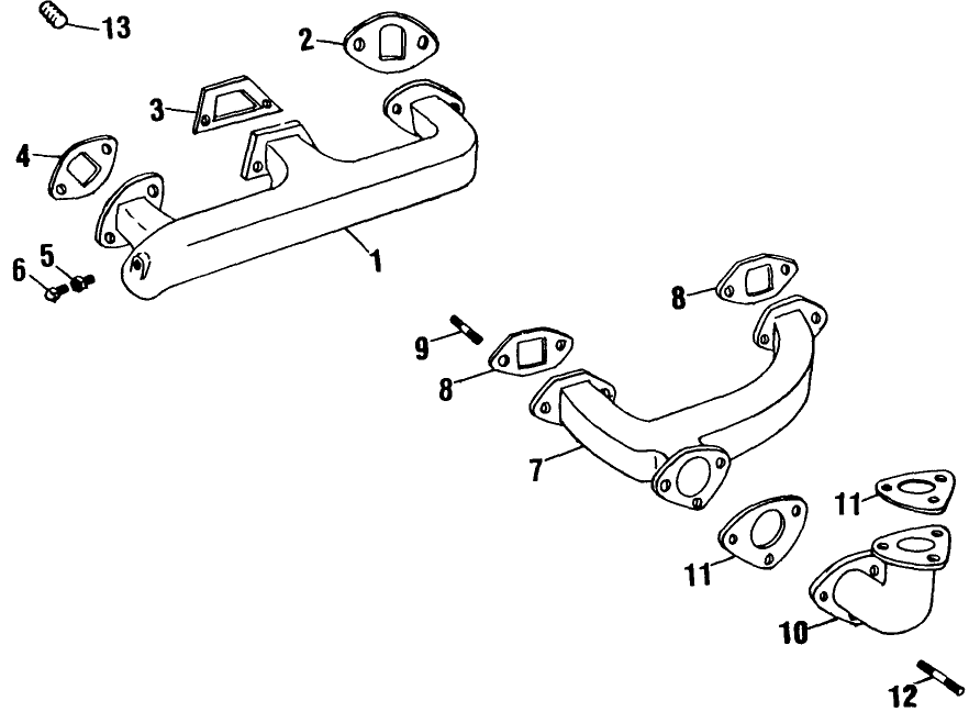 062 INTAKE & EXHAUST MANIFOLDS, PERKINS 4.236 DIESEL ENGINE