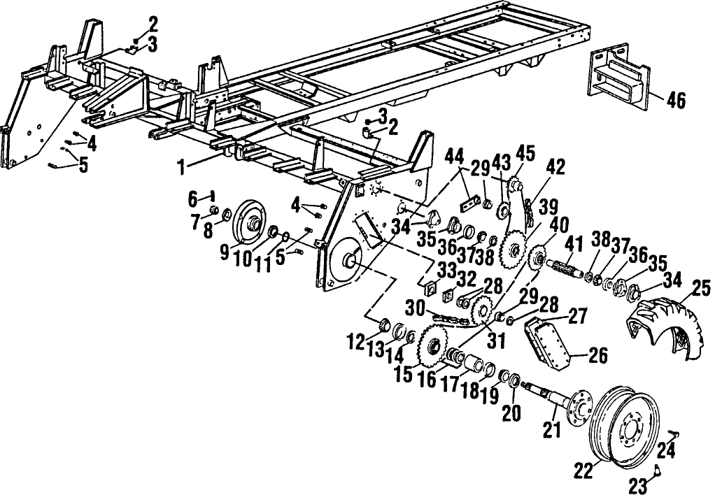 002 MAIN FRAME, CHAIN CASE & FRONT AXLE