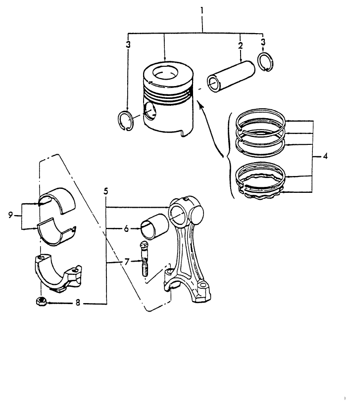 069 PISTONS AND CONNECTING RODS - USED ON AND ASN 540289