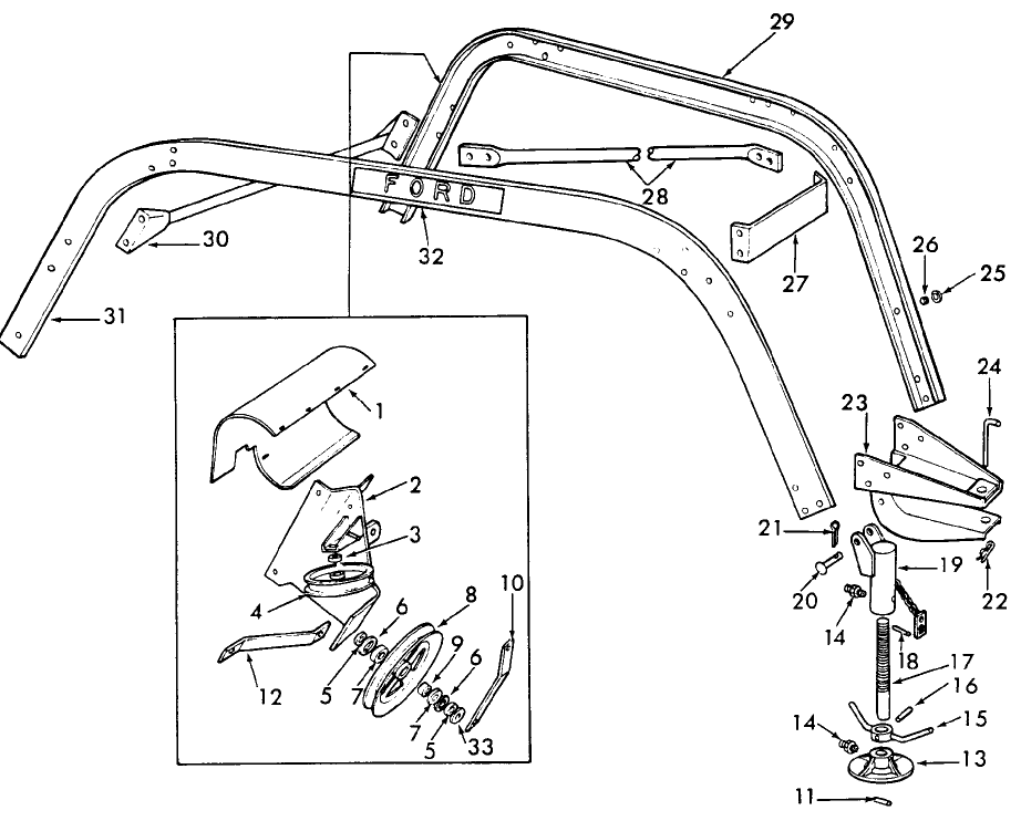 001 MAIN FRAME, IDLER BRACKET & SHEAVES