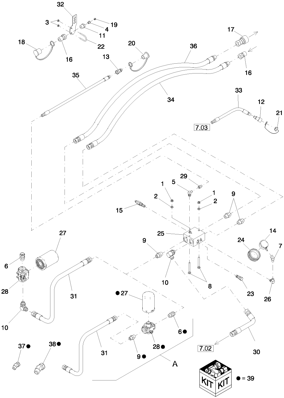 7.01(4.2) HYDRAULIC SUPPLY & RETURN, FROM PIN K01 2003, HW340