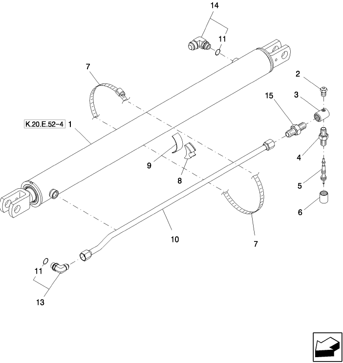 K.20.E.52(3) HYDRAULIC CYLINDER & FITTINGS, SECOND TABLE