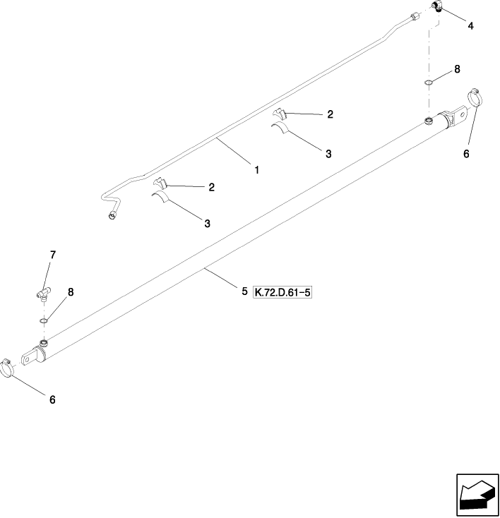 K.72.D.61(3) PUSH OFF, HYDRAULIC CYLINDER & FITTINGS, LH