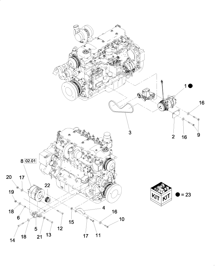 02.02(1) AC COMPRESSOR, ALTERNATOR & DRIVE BELT