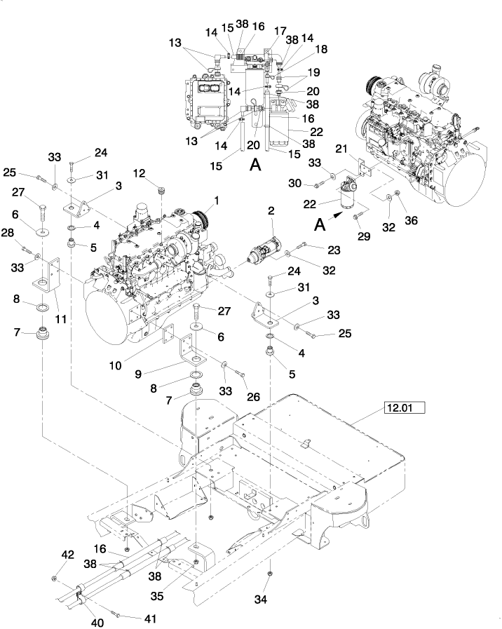 02.10(1) ENGINE, MOUNTS, STARTER & FUEL FILTER