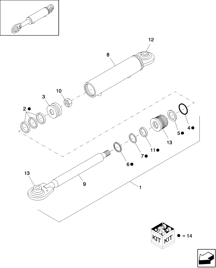 07.12(2) CYLINDER, HYDRAULIC HEADER TILT, 1.125" OD ROD