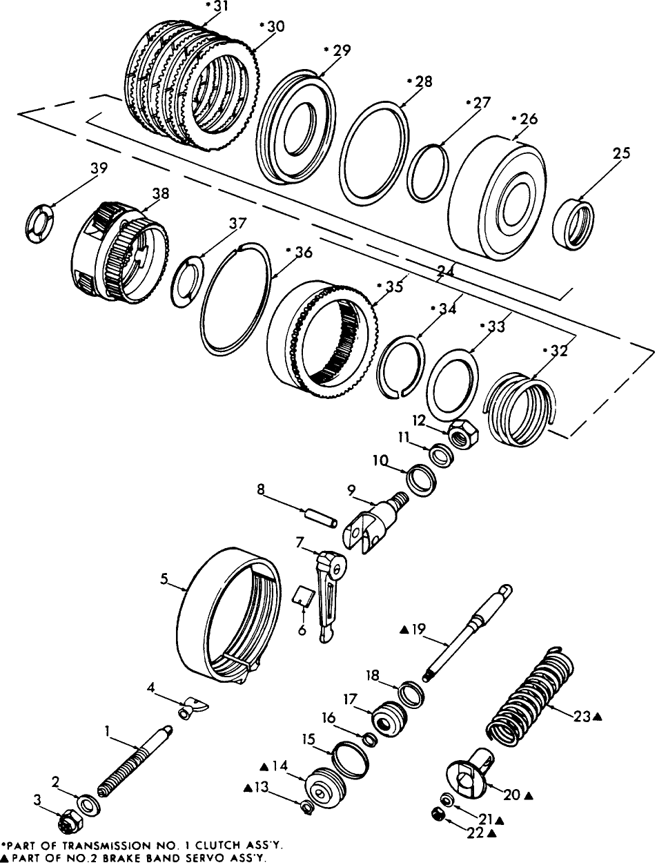 07D03 B CARRIER, #1 CLUTCH,#2 BRAKE BAND & RELATED PARTS 59/