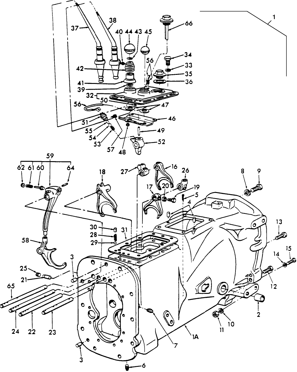 07D01 6X4 MANUAL REVERSING TRANS. - CASE, SHIFT LEVER & RELATED PARTS - 335, 420, 515, 535, 2600, 3600