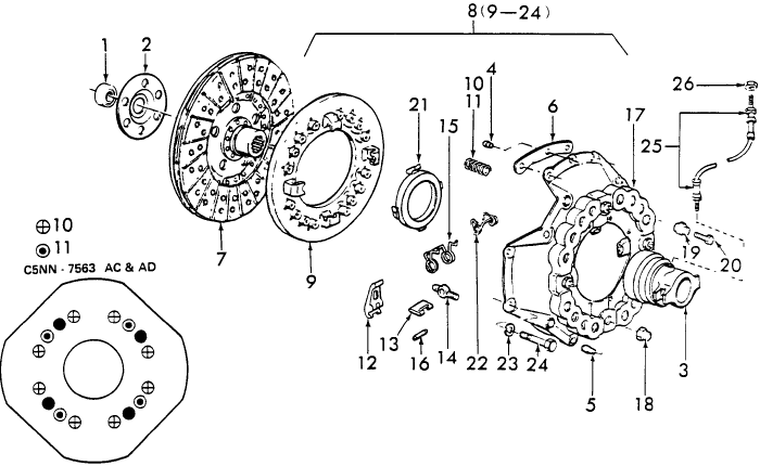 07F06 SINGLE CLUTCH ASSEMBLY, 13" - 335, 420, 515, 532, 535, 4600