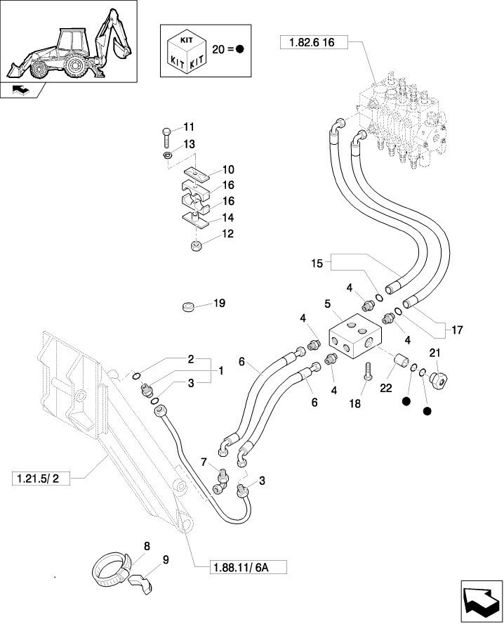 1.88.11/7C(01) PIPES FOR STABILIZER CYLINDERS (CENTER PIVOT MECHANIC) - NA