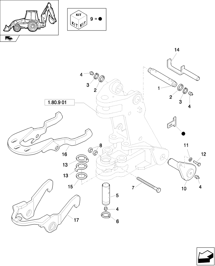 1.80.9(02) SWING POST PINS & TRANSPORT LOCK HOOK