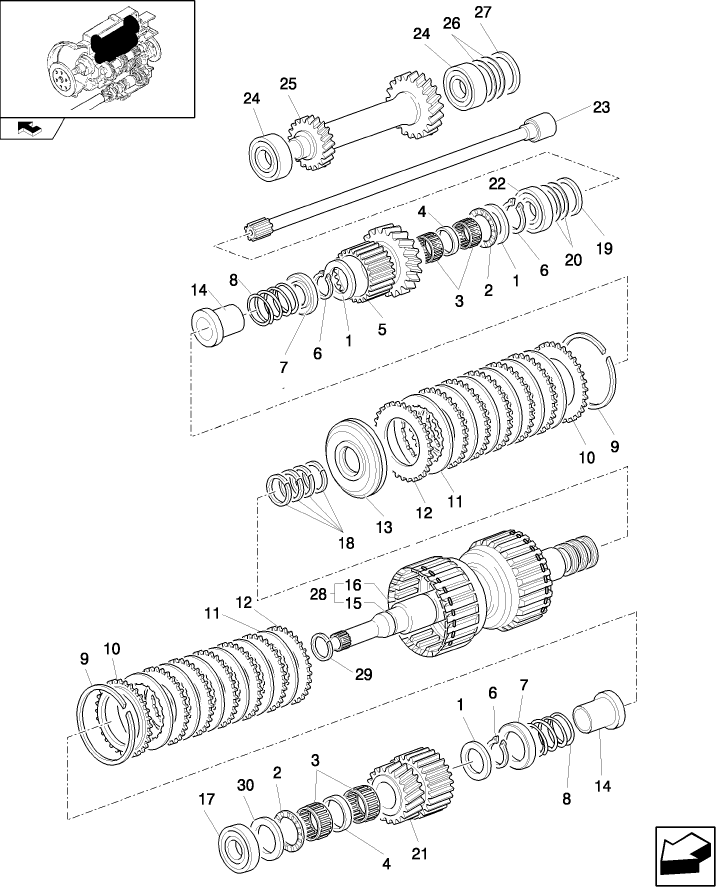 1.28.0/B(05) TRANSMISSIONGEARING SPEED GEAR (4WD POWER-SHUTTLE)