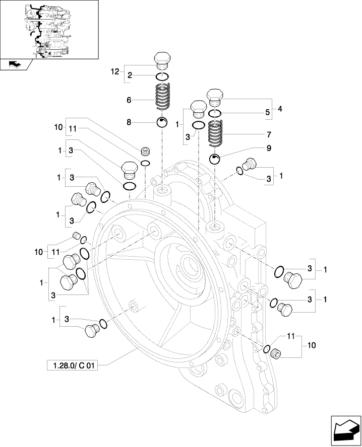 1.28.0/C(02) TRANSMISSIONGEARING SPEED GEAR (4WD POWER-SHIFT)