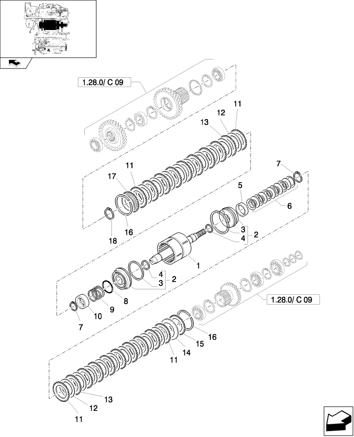 1.28.0/C(08) TRANSMISSIONGEARING SPEED GEAR (4WD POWER-SHIFT)