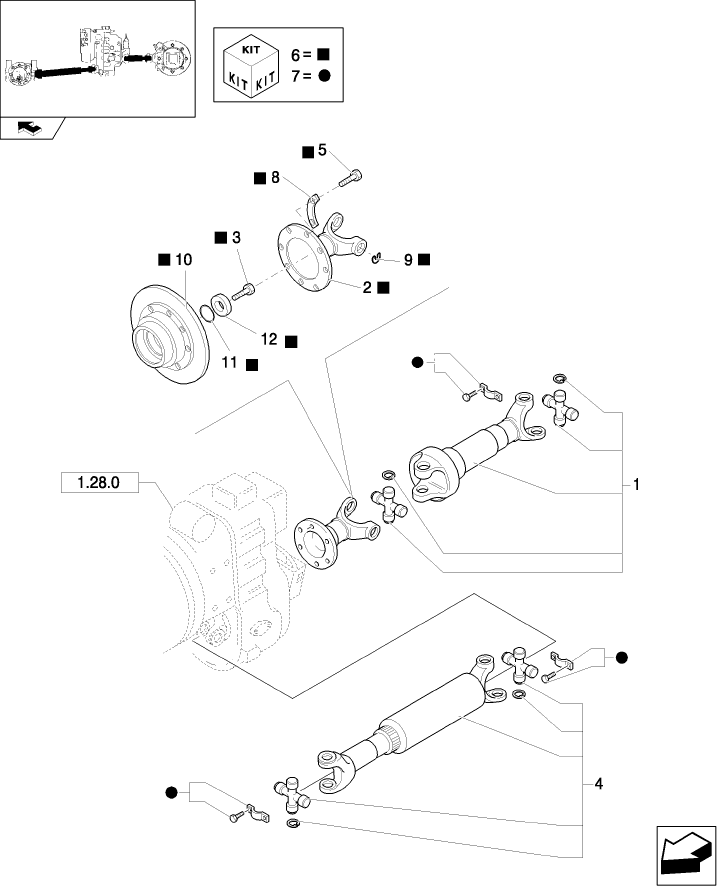 1.38.1(01) FRONT & REAR DRIVESHAFT (POWER-SHUTTLE)